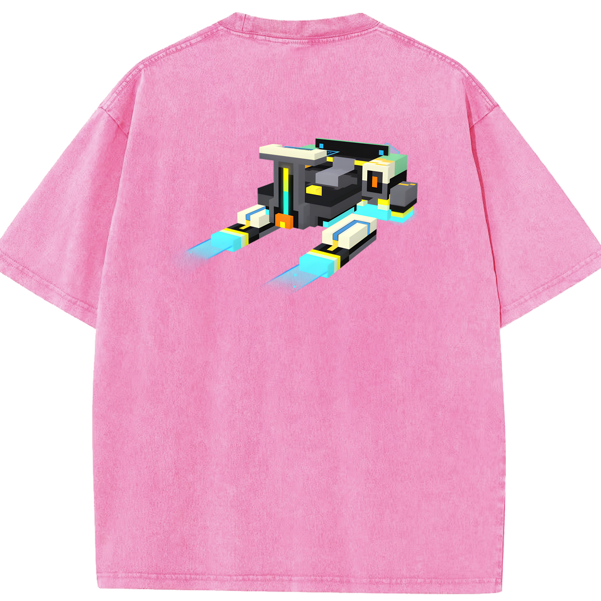 （画像用） マインクラフト ブロックの世界 Minecraft MC Block world 綿100% ヴィンテージ風 半袖Tシャツ（背面プリント）